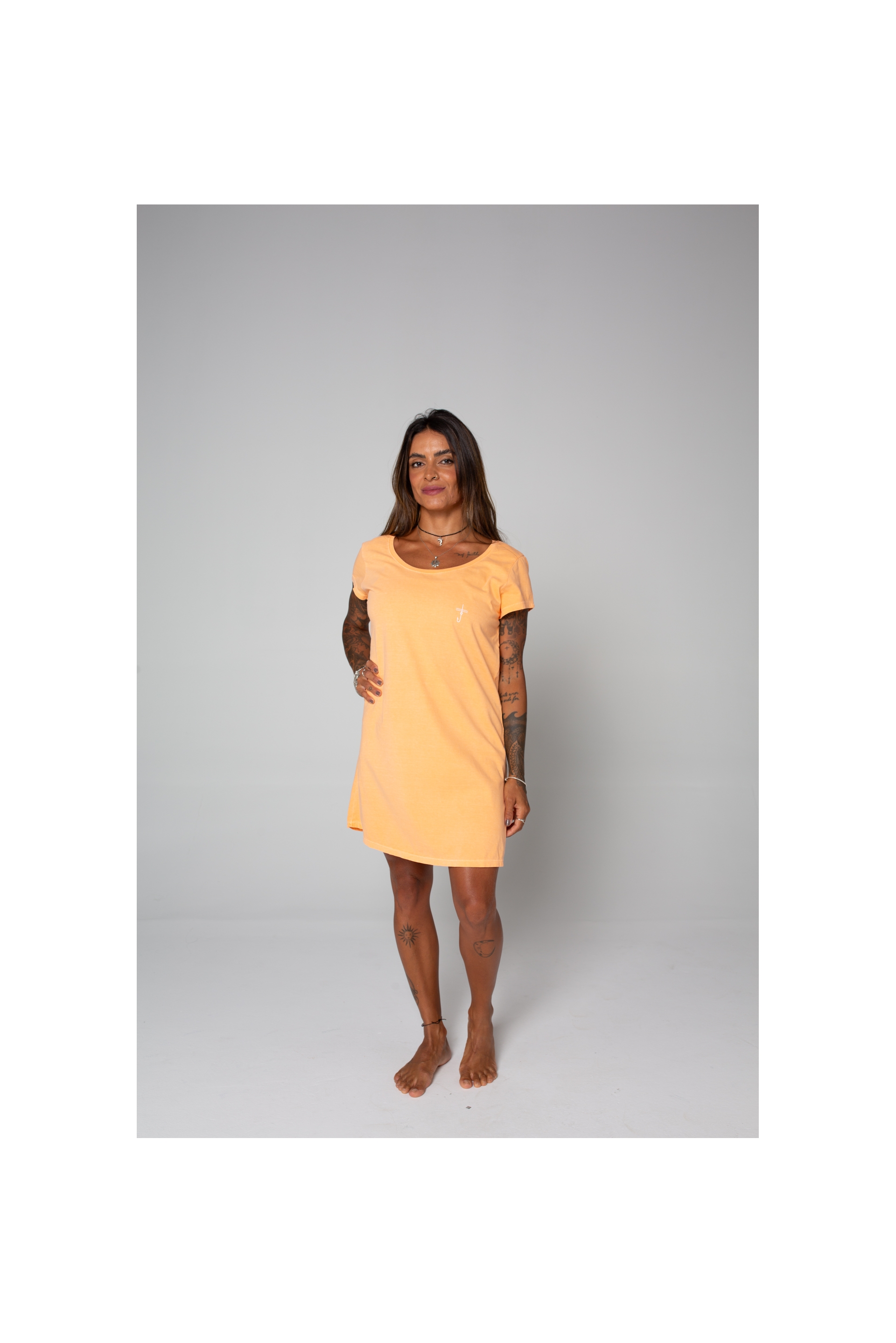 VESTIDO FEMININO LARANJA NEON